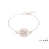 Levensbloemarmband met rozenkwarts, in 925 gerhodineerd zilver, lengte 16+ 3 cm