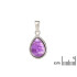 Colgante en forma de gota con amatista violeta, plata 925 rodiada, altura 1,5+0,8 cm