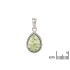 Pandantiv picătură cu aventurin verde, din argint 925 rodiu, înălțime 1,5+0,8 cm