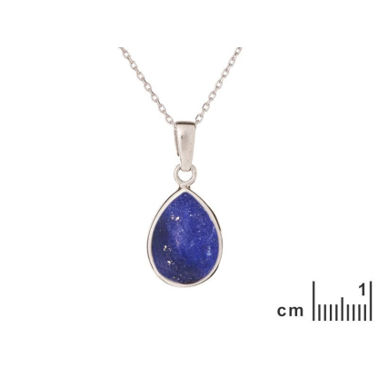 Ciondolo goccia con lapislazzuli blu, argento 925 rodiato, altezza 1,5+0,8 cm
