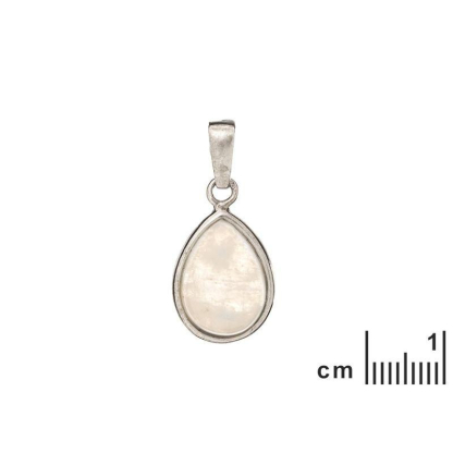 Pendente gota com pedra da lua branca, prata 925 banhada a ródio, 1,5+0,8 cm