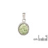 Ciondolo con avventurina verde ovale, in argento 925 rodiato, altezza 1,5+0,8 cm
