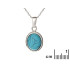 Pendentif avec turquoise ovale, en argent rhodié 925, hauteur 1,5+0,8 cm