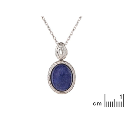 Hanger met blauwe lapis lazuli, in verouderd 925 zilver, hoogte 1,2+0,6 cm