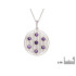 Flower of life pendant with purple amethyst, 925 rhodium silver, 2.7+1 cm