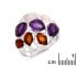 Anello con multi pietre naturali multicolori, in argento 925 rodiato
