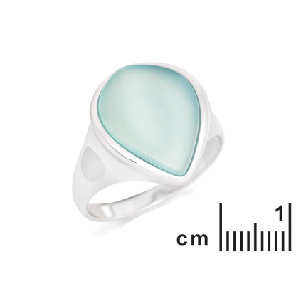 Ring met natuurlijk getinte aqua-agaat, in 925 gerhodineerd zilver