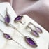 Ring mit natürlichem violettem Amethyst-Shuttle, aus rhodiniertem Silber 925