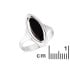 Bague avec agate noire teintée naturelle navette, en argent rhodié 925