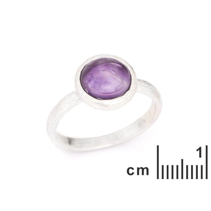 Ring met natuurlijke paarse amethist, in gerhodineerd zilver 925