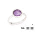 Anello con ametista viola naturale, in argento 925 rodiato