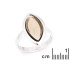 Ring met natuurlijk rookkwarts, in 925 gerhodineerd zilver