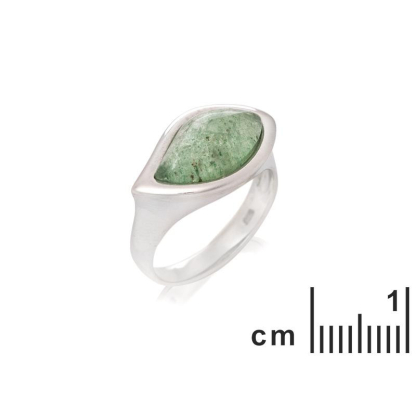 Bague avec aventurine verte naturelle, en argent rhodié 925