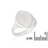 Ring met natuurlijk wit parelmoer, in 925 gerhodineerd zilver