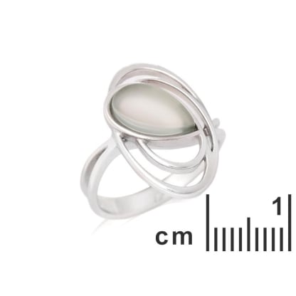 Bague avec agate aqua teintée naturelle, en argent rhodié 925