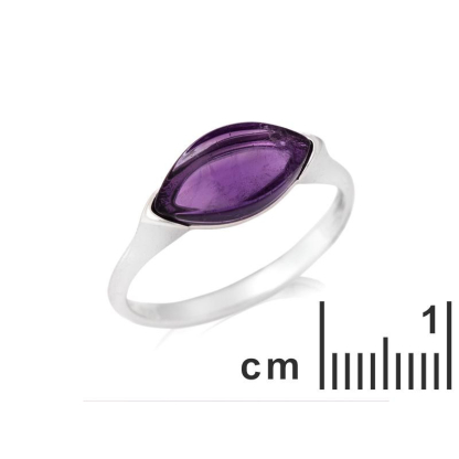 Ring met natuurlijke paarse amethist druppel, in gerhodineerd zilver 925