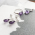 Bague avec améthyste violette naturelle goutte, en argent rhodié 925