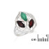 Anello con ambra verde naturale del Mar Baltico, realizzato in argento 925 rodiato