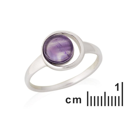 Ring met natuurlijke paarse amethist, in gerhodineerd zilver 925