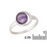 Anello con ametista viola naturale, in argento 925 rodiato