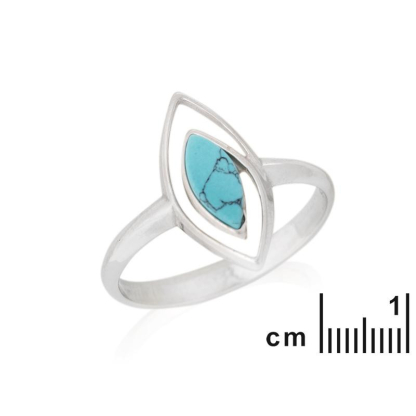 Bague avec turquoise naturelle reconstituée, en argent rhodié 925