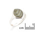 Bague avec silex rayé multicolore naturel, en argent rhodié 925