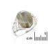 Anello con selce naturale rigata multicolore, in argento 925 rodiato