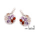 Pendientes redondos con piedras multicolores, en plata 925 rodiada