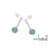 Boucles d'oreilles pendantes ronde avec agate bleue teintée, argent rhodié 925