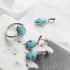 Boucles d'oreilles pendantes avec turquoise, en argent rhodié 925