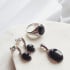 Oval Tinted Black Agate Dangle Earrings, 925 Rhodium Silver
