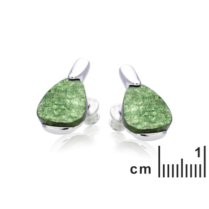 Ohrstecker mit natürlichem grünen Aventurin, aus 925 rhodiniertem Silber
