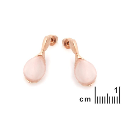Earrings with natural rose quartz, in 925 gold plated silver