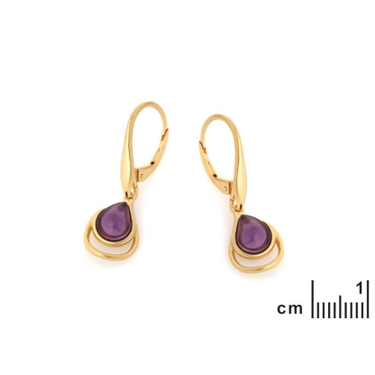 Boucles d'oreilles avec améthyste violette naturelle, en argent doré 925
