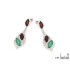 Boucles d'oreilles avec ambre et agate verte, en argent rhodié 925