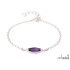 Bracelet avec améthyste violette navette, en argent rhodié 925, longueur 17+3 cm