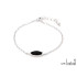 Bracciale con agata nera tinta a navetta, argento 925 rodiato, lunghezza 17+3 cm