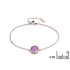 Armband met ronde paarse amethist, in 925 gerhodineerd zilver, lengte 15,5+3 cm