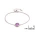 Pulsera con amatista morada redonda, en plata 925 rodiada, longitud 15,5+3 cm