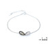 Pulseira com quartzo rosa e quartzo fumê, em prata 925 com banho de ródio, comprimento 17+3 cm