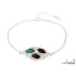 Pulseira com âmbar e ágata verde, em prata 925 banhada a ródio, comprimento 17+ 3 cm