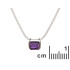 Colier cu ametist patrat mov, din argint 925 rodiu, lungime 42 + 3 cm