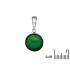 Pendentif rond avec agate verte teintée ronde, argent 925, hauteur 1,2+1,1 cm