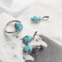 Pendant with oval turquoise, in rhodium-plated silver 925, height 1.6+1.2 cm