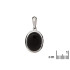 Pandantiv cu agat negru colorat oval, din argint 925 rodiu, inaltime 1,7+1 cm