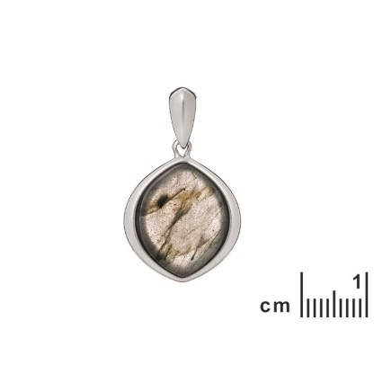 Pendant with multi-colored labradorite, in 925 rhodium-plated silver, height 1.7+1 cm