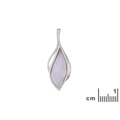 Pendant with blue lace agate navette, in rhodium-plated silver 925, height 3.5 cm