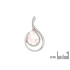Ciondolo con goccia di quarzo rosa naturale, in argento 925 rodiato, altezza 3 cm