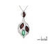 Hanger met barnsteen en groene agaat, in 925 gerhodineerd zilver, hoogte 4,3 cm