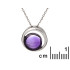 Pendentif avec améthyste violette ronde, en argent rhodié 925, diamètre 1,5 cm